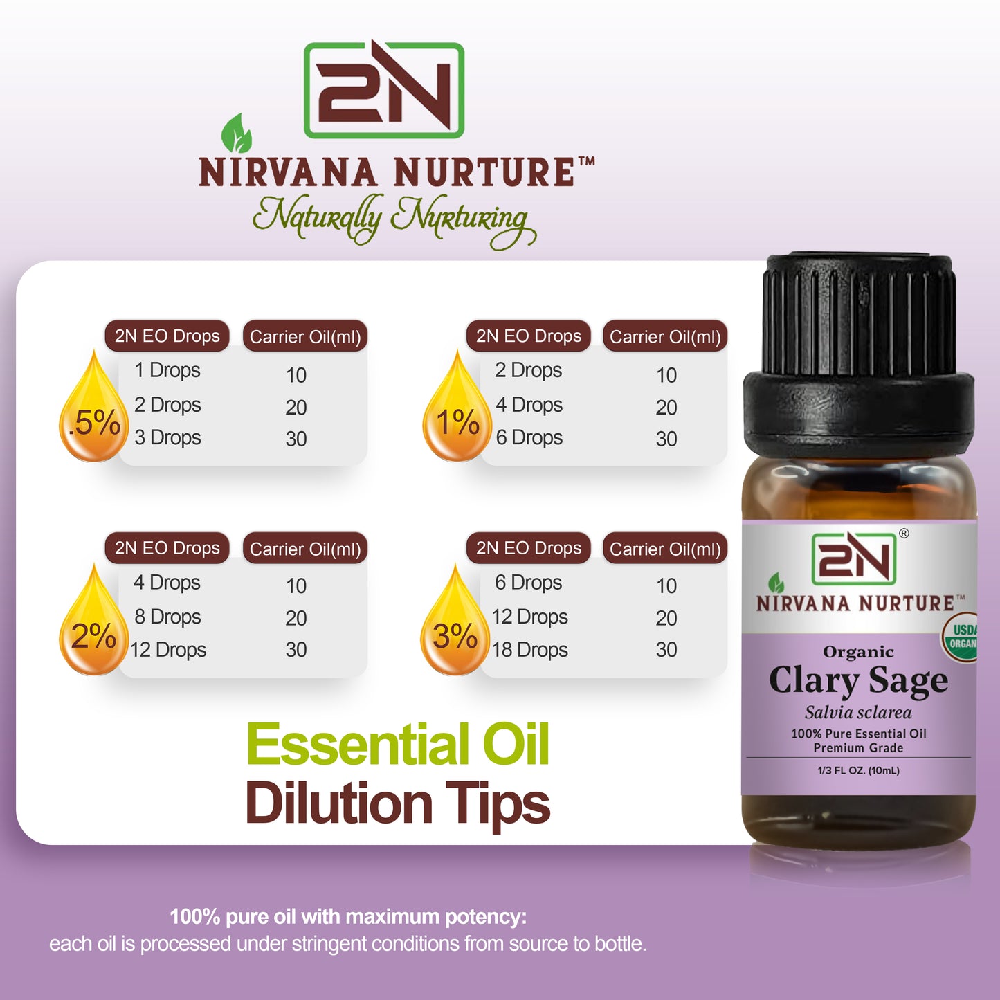 Organic Clary Sage Essential Oil – 100% Pure, Undiluted | Nirvana Nurture