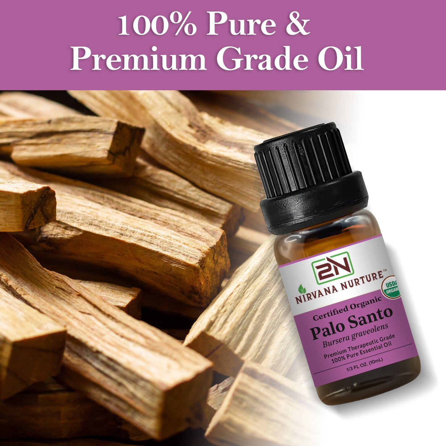 Palo Santo Essential Oil USDA Certified Organic, 100% Pure Natural Premium Grade, Undiluted
