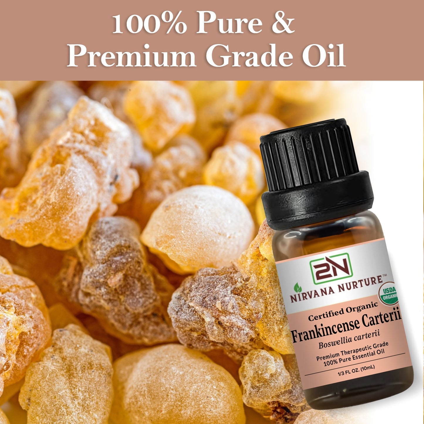 Frankincense Carterii Essential Oil USDA Certified Organic, 100% Pure Natural Premium Grade, Undiluted