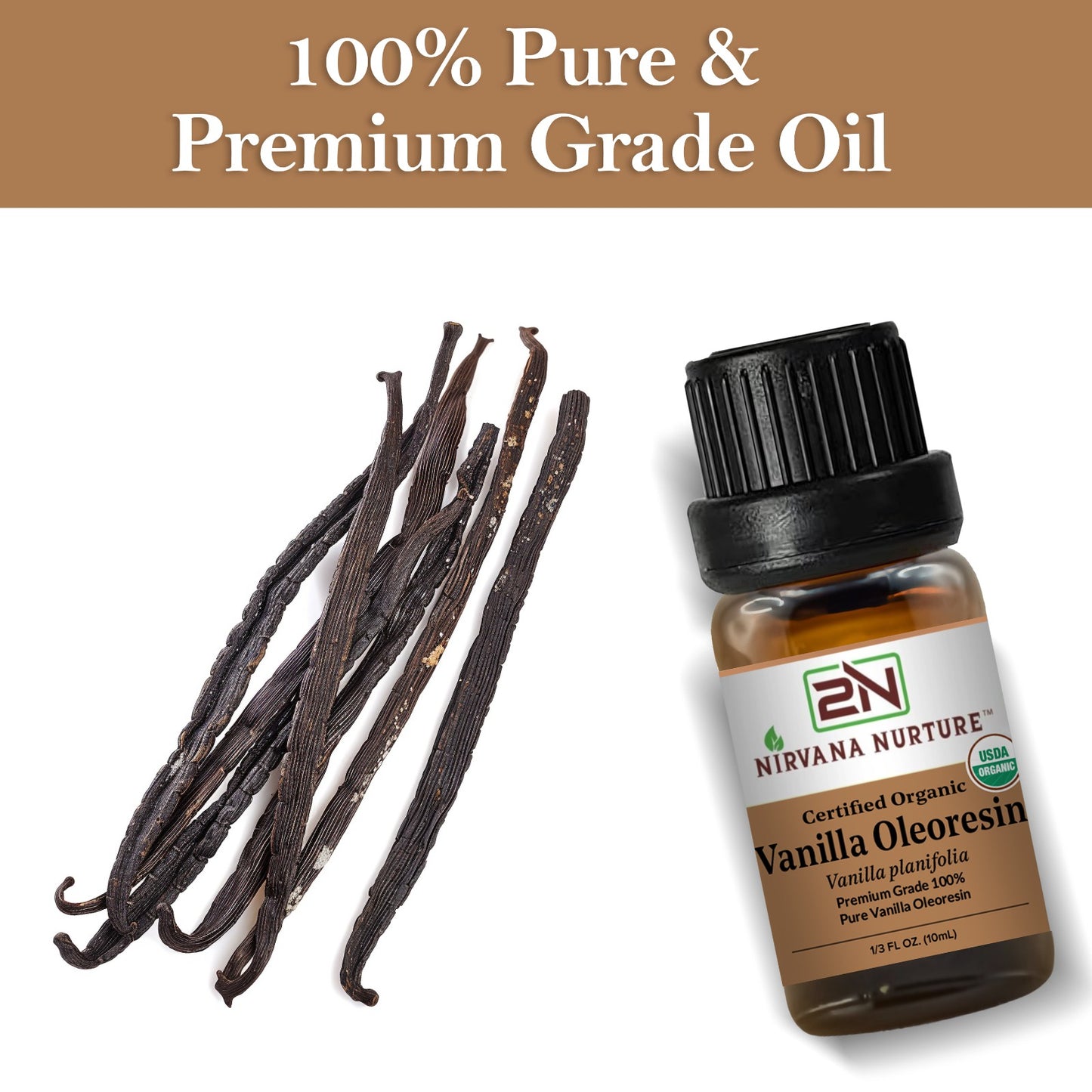 Vanilla Oleoresin Essential Oil USDA Certified Organic, 100% Pure Natural Premium Grade, Undiluted