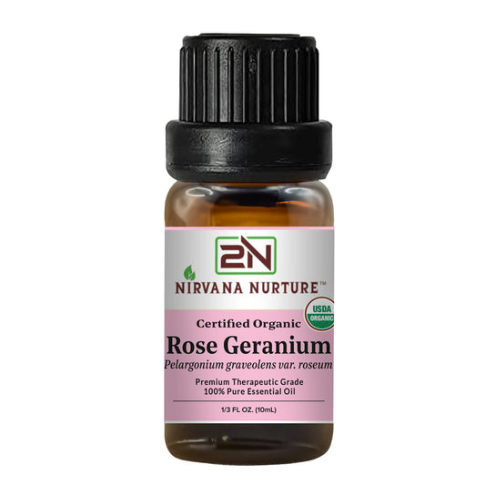 Rose Geranium Essential Oil USDA Certified Organic, 100% Pure Natural Premium Grade, Undiluted
