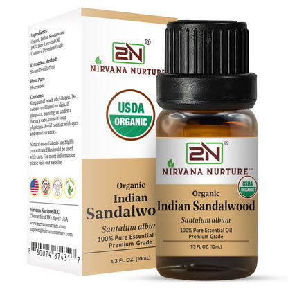 Indian Sandalwood Essential Oil USDA Certified Organic, 100% Pure Natural Premium Grade, Undiluted