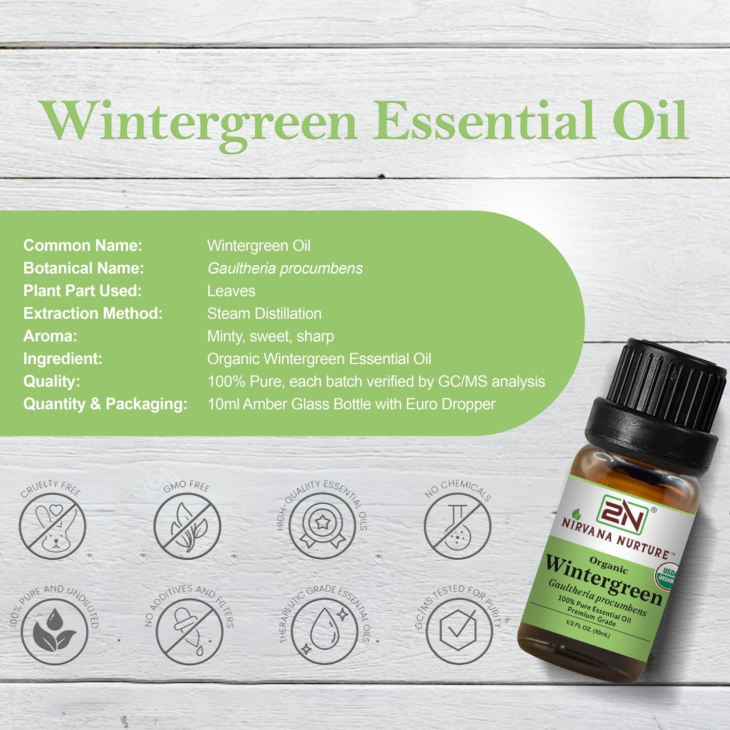 Organic Wintergreen Essential Oil – 100% Pure, Undiluted | Nirvana Nurture
