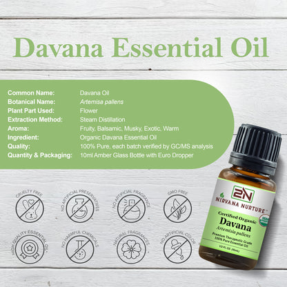 Davana Essential Oil USDA Certified Organic, 100% Pure Natural Premium Grade, Undiluted