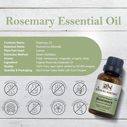 Rosemary Essential Oil USDA Certified Organic, 100% Pure Natural Premium Grade, Undiluted