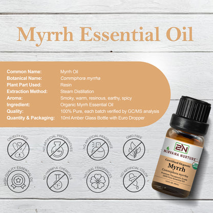 Myrrh Essential Oil USDA Certified Organic, 100% Pure Natural Premium Grade, Undiluted