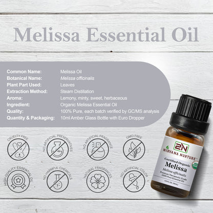 Melissa Essential Oil USDA Certified Organic, 100% Pure Natural Premium Grade, Undiluted