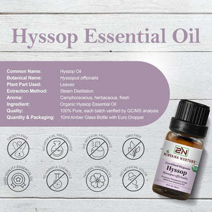 Hyssop Essential Oil USDA Certified Organic, 100% Pure Natural Premium Grade, Undiluted
