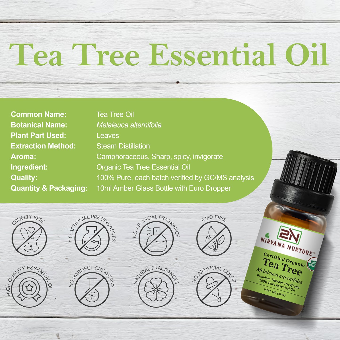 Tea Tree Essential Oil USDA Certified Organic, 100% Pure Natural Premium Grade, Undiluted