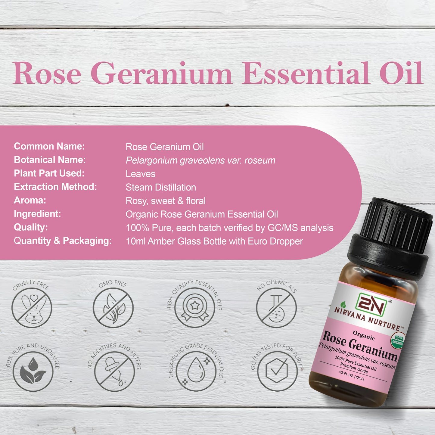 Organic Rose Geranium Essential Oil – 100% Pure, Undiluted | Nirvana Nurture