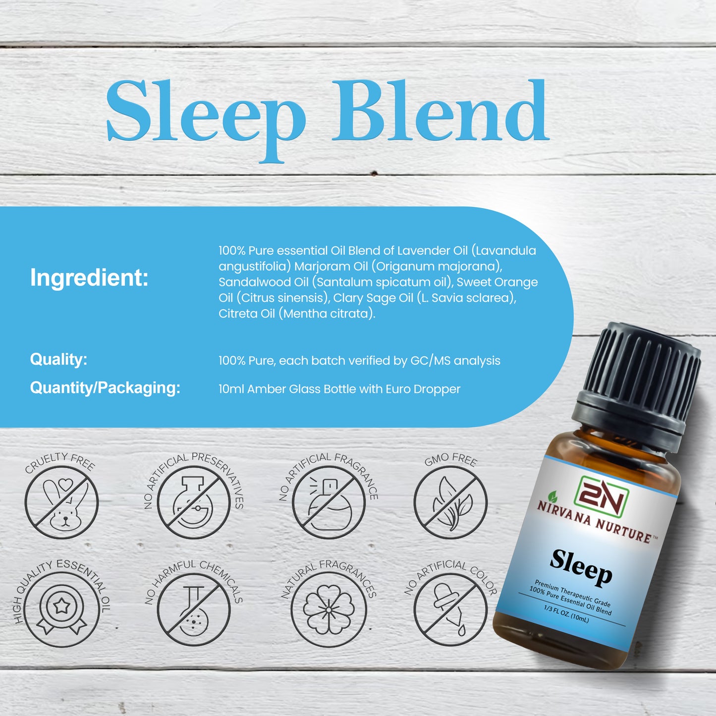 Nirvana Nurture Sleep Blend 100% Pure Natural Premium Grade, Undiluted, Ease Stress, Aromatherapy, Mood Booster, Calm & Relax Mind