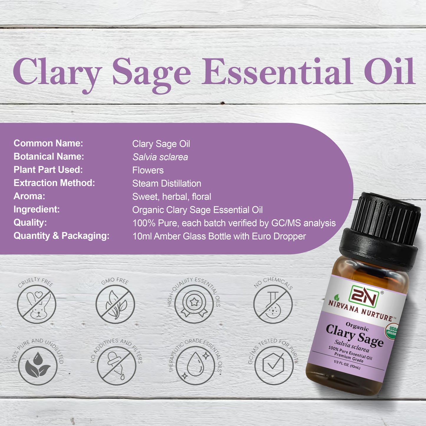 Organic Clary Sage Essential Oil – 100% Pure, Undiluted | Nirvana Nurture