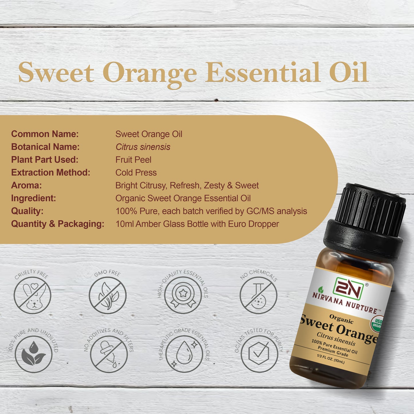Sweet Orange Essential Oil USDA Certified Organic, 100% Pure Natural Premium Grade, Undiluted