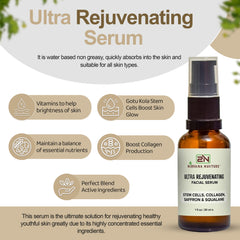 ultra rejuvenating Facial Serum, rejuvenating serum, stem cells serum, facial serum, rejuvenate skin, skin glow booster serum, improve skin tone, face serum, glow dull skin, Rejuvenate Skin Firmness, skin moisture, Brighter Skin, skincare routine, glow skin booster serum, radiance, skin supple, collagen, saffron, Gotu Kola Stem Cells, Squalane, Niacinamide, Hyaluronic Acid, Panthenol, Tocopherol, Cocoa Extract, Oat Extract, skin elasticity, nourishes, hydrates skin, luminous serum, skin plump