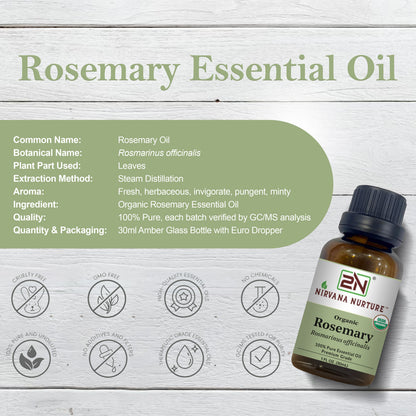 Organic Rosemary Essential Oil – 100% Pure, Undiluted, 30ml | Nirvana Nurture