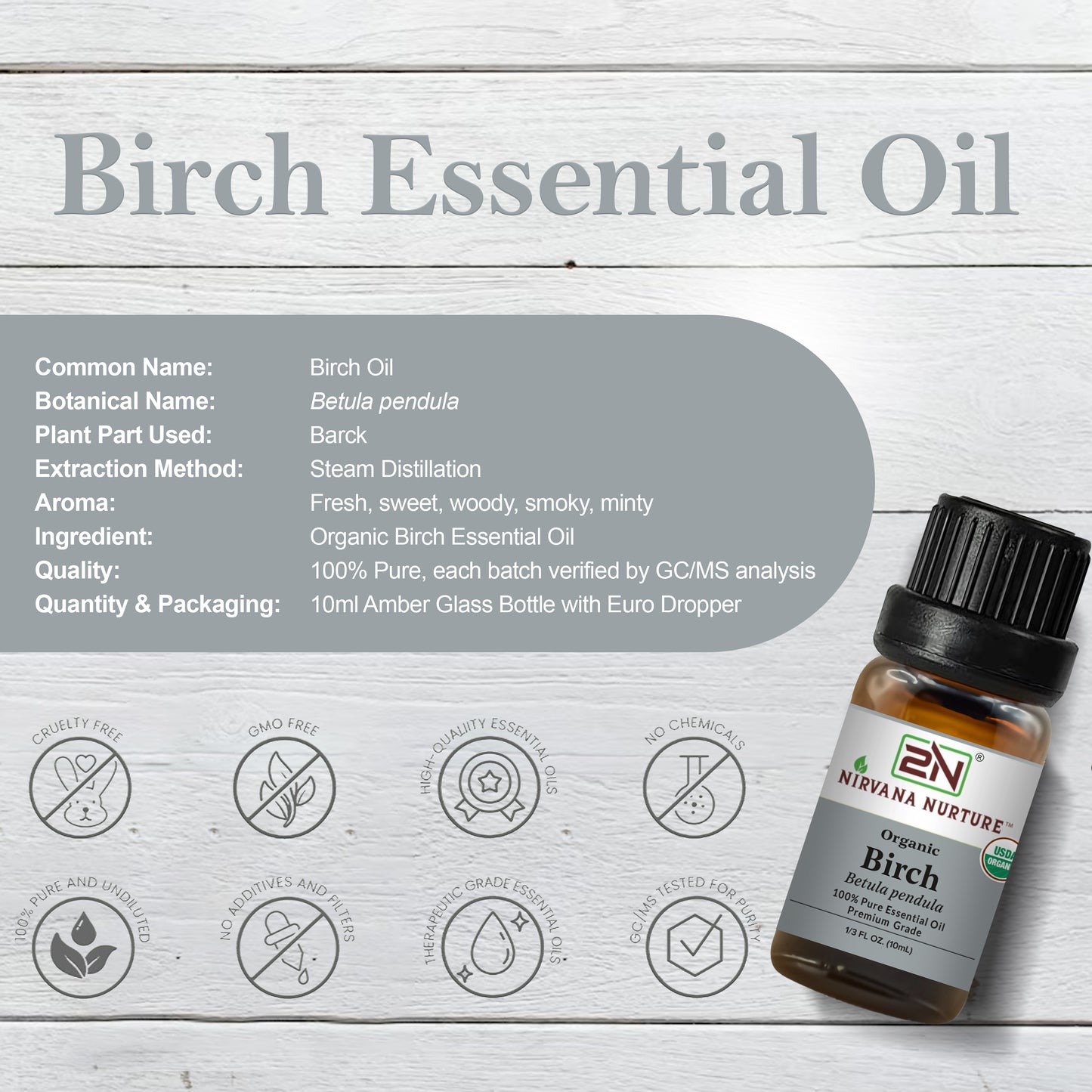 Organic Birch Essential Oil – 100% Pure, Undiluted | Nirvana Nurture