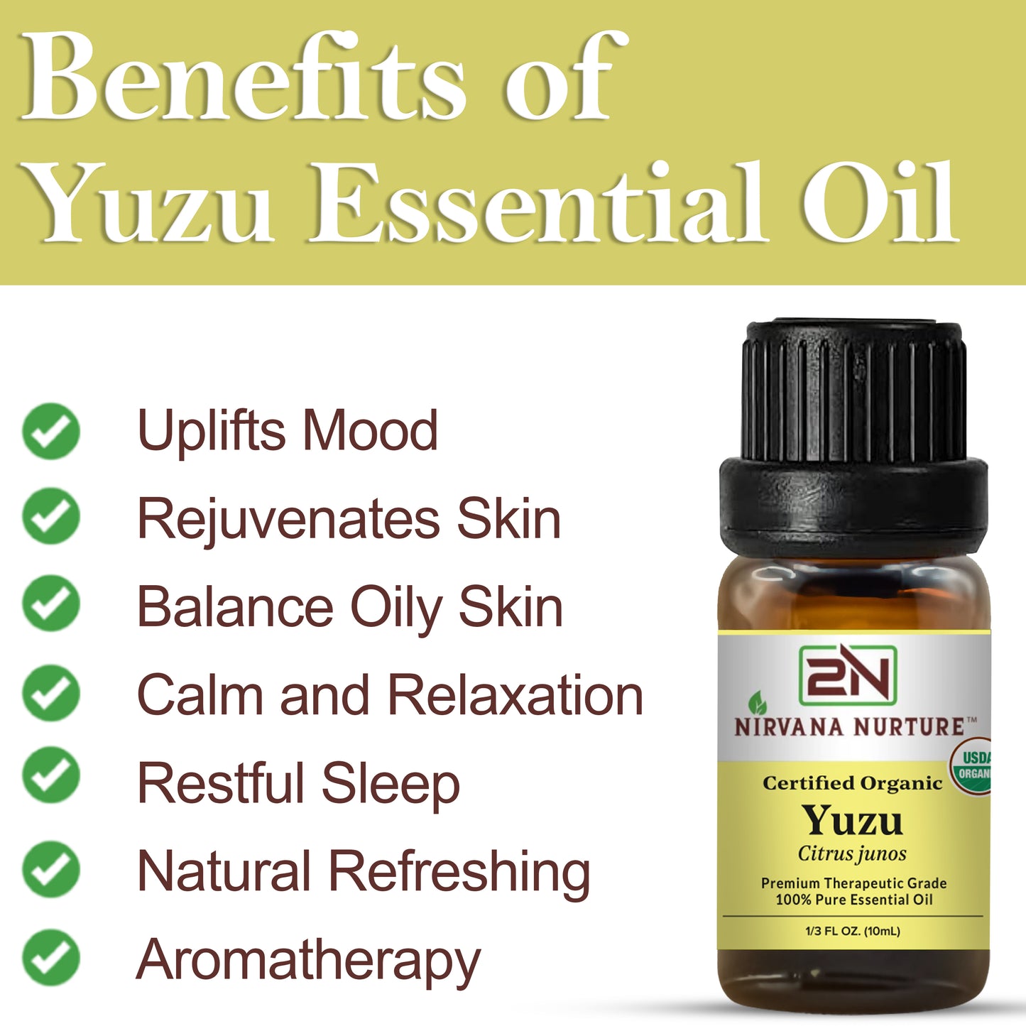 Yuzu Essential Oil USDA Certified Organic, 100% Pure Natural Premium Grade, Undiluted