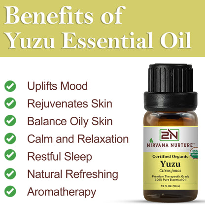 Yuzu Essential Oil USDA Certified Organic, 100% Pure Natural Premium Grade, Undiluted