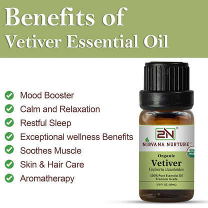 Organic Vetiver Essential Oil – 100% Pure, Undiluted | Nirvana Nurture
