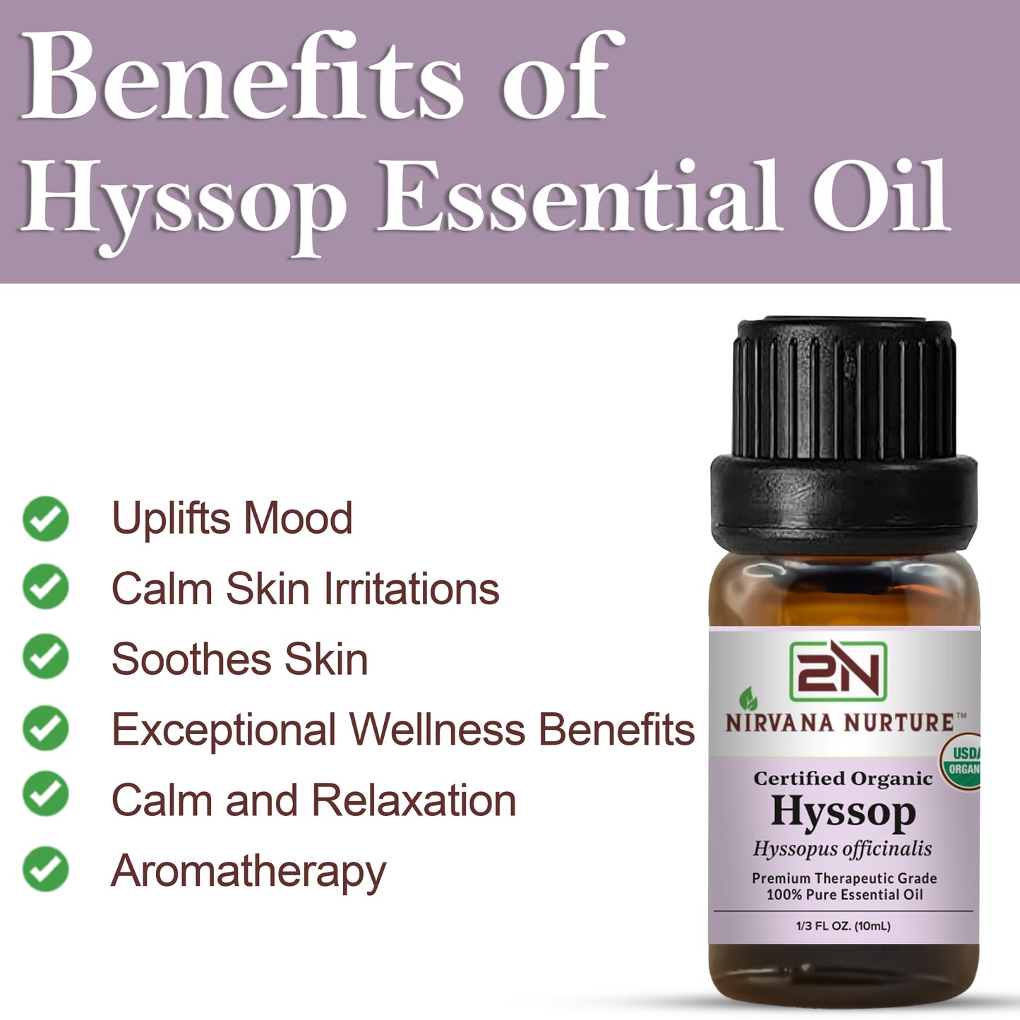 Hyssop Essential Oil USDA Certified Organic, 100% Pure Natural Premium Grade, Undiluted
