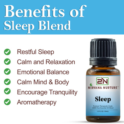 Nirvana Nurture Sleep Blend 100% Pure Natural Premium Grade, Undiluted, Ease Stress, Aromatherapy, Mood Booster, Calm & Relax Mind