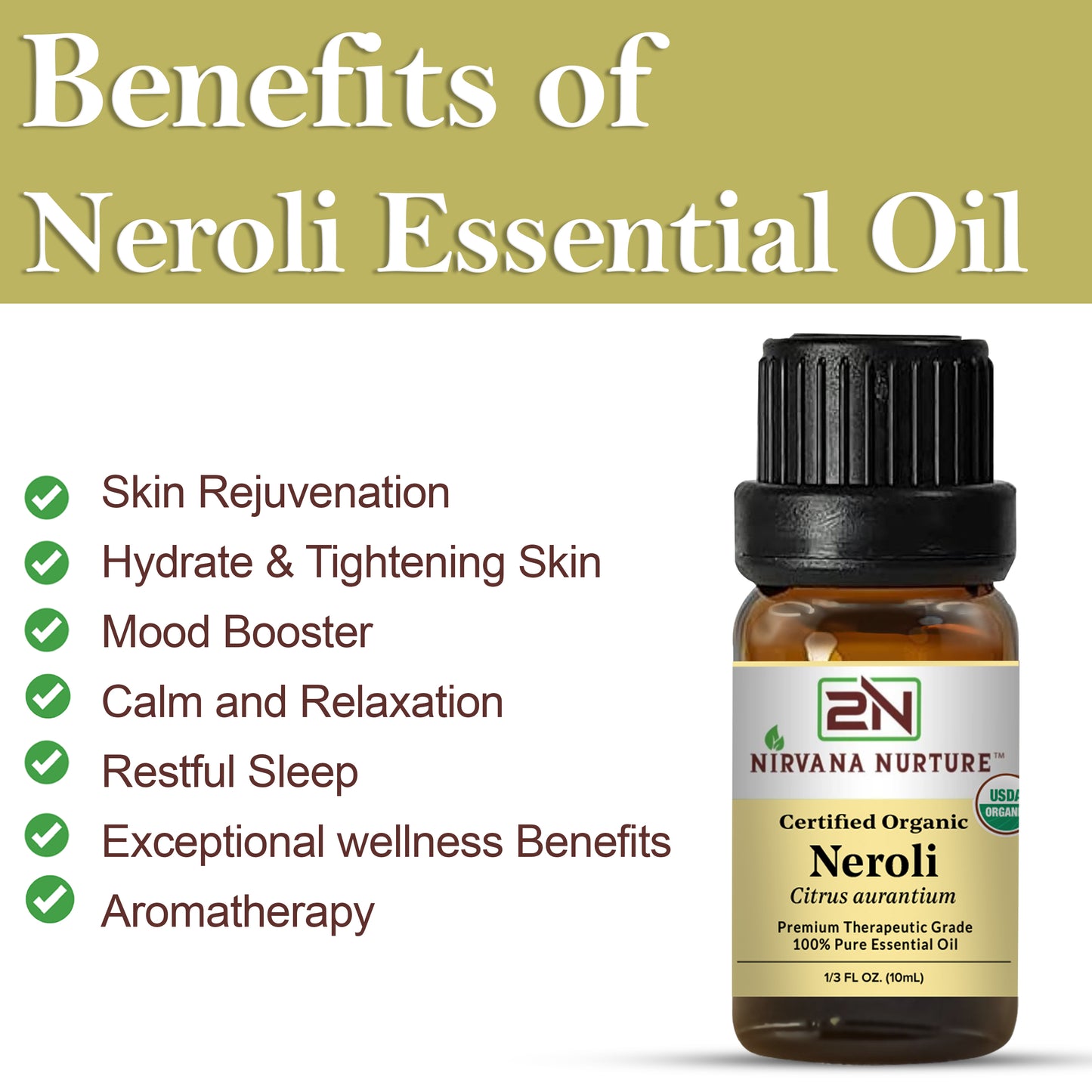 Neroli Essential Oil USDA Certified Organic, 100% Pure Natural Premium Grade, Undiluted