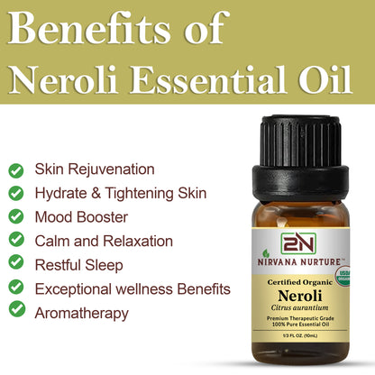Neroli Essential Oil USDA Certified Organic, 100% Pure Natural Premium Grade, Undiluted