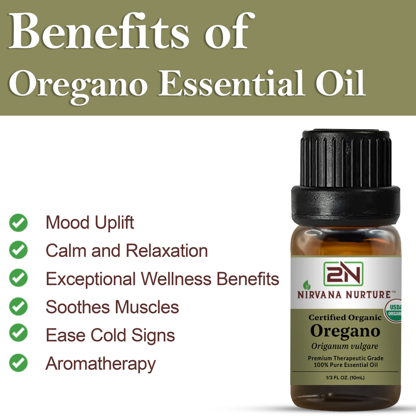 Oregano Essential Oil USDA Certified Organic, 100% Pure Natural Premium Grade, Undiluted