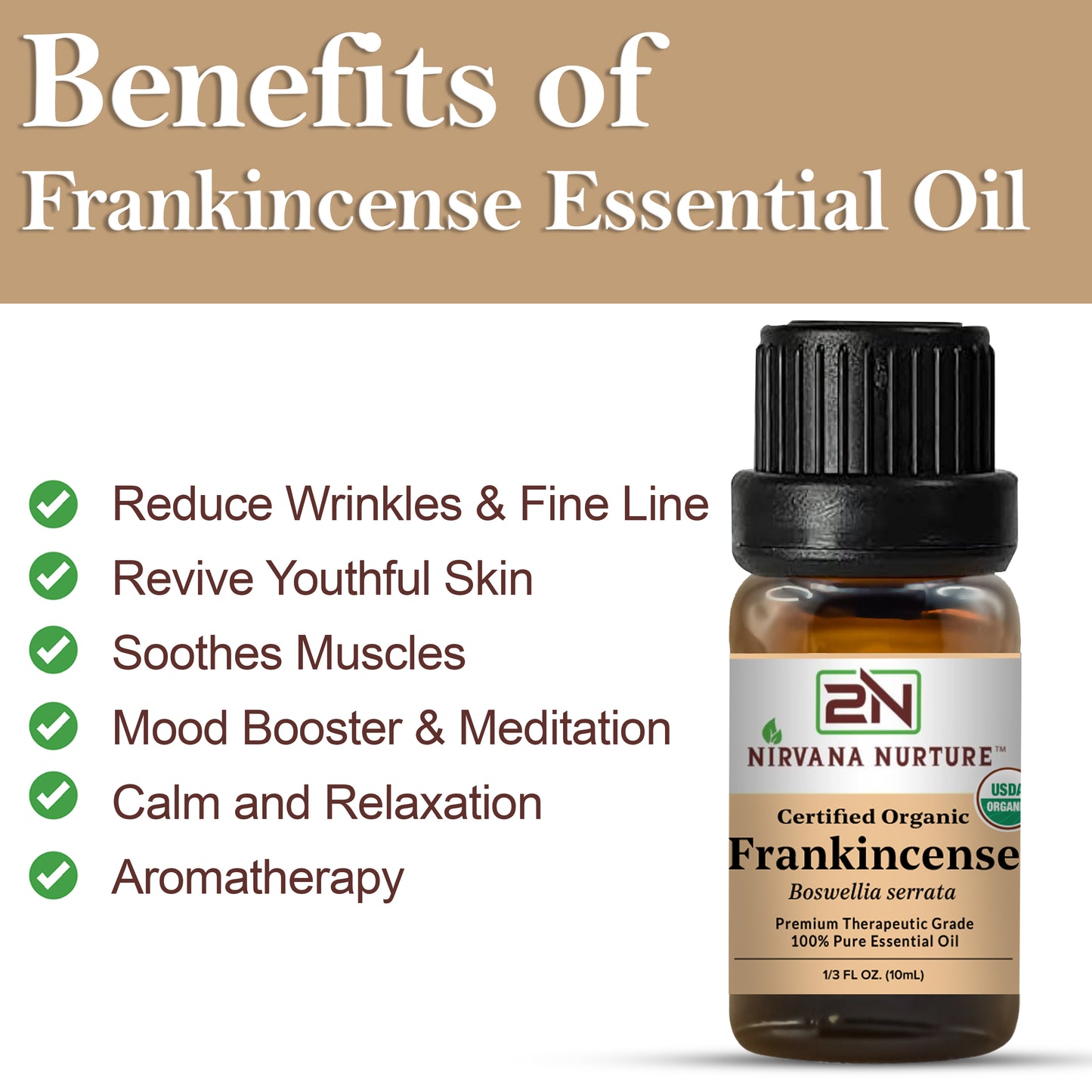 Frankincense Essential Oil USDA Certified Organic, 100% Pure Natural Premium Grade, Undiluted