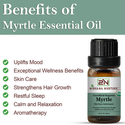 Myrtle Essential Oil USDA Certified Organic, 100% Pure Natural Premium Grade, Undiluted