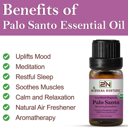 Palo Santo Essential Oil USDA Certified Organic, 100% Pure Natural Premium Grade, Undiluted