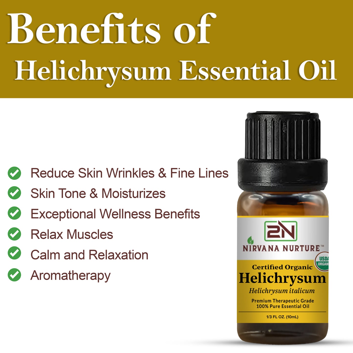 Helichrysum Essential Oil USDA Certified Organic, 100% Pure Natural Premium Grade, Undiluted