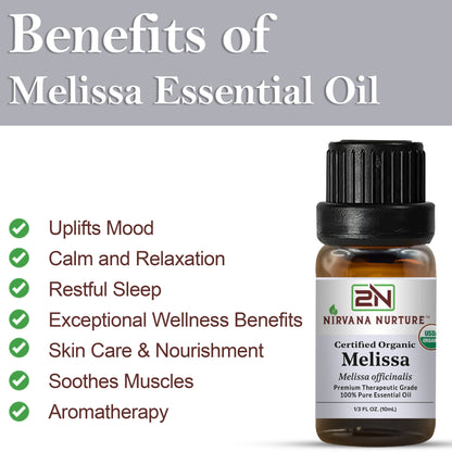 Melissa Essential Oil USDA Certified Organic, 100% Pure Natural Premium Grade, Undiluted