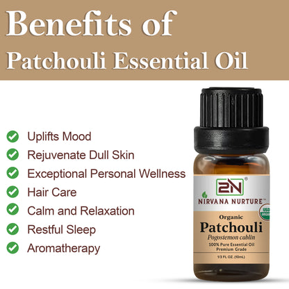 Patchouli Essential Oil USDA Certified Organic, 100% Pure Natural Premium Grade, Undiluted
