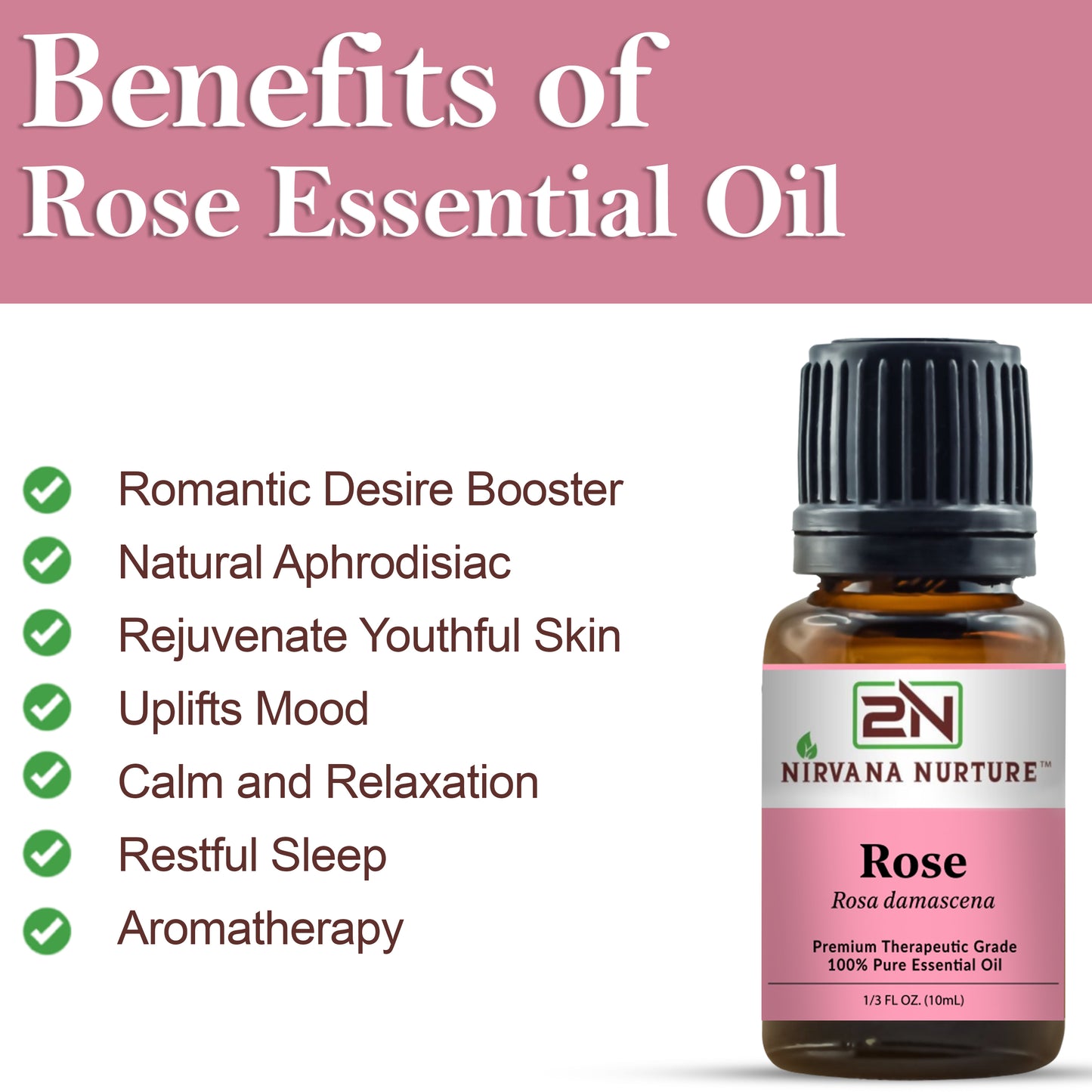 Rose Essential Oil 100% Pure Premium Grade, Undiluted