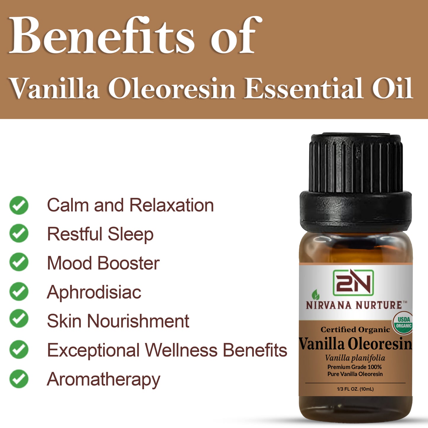 Vanilla Oleoresin Essential Oil USDA Certified Organic, 100% Pure Natural Premium Grade, Undiluted