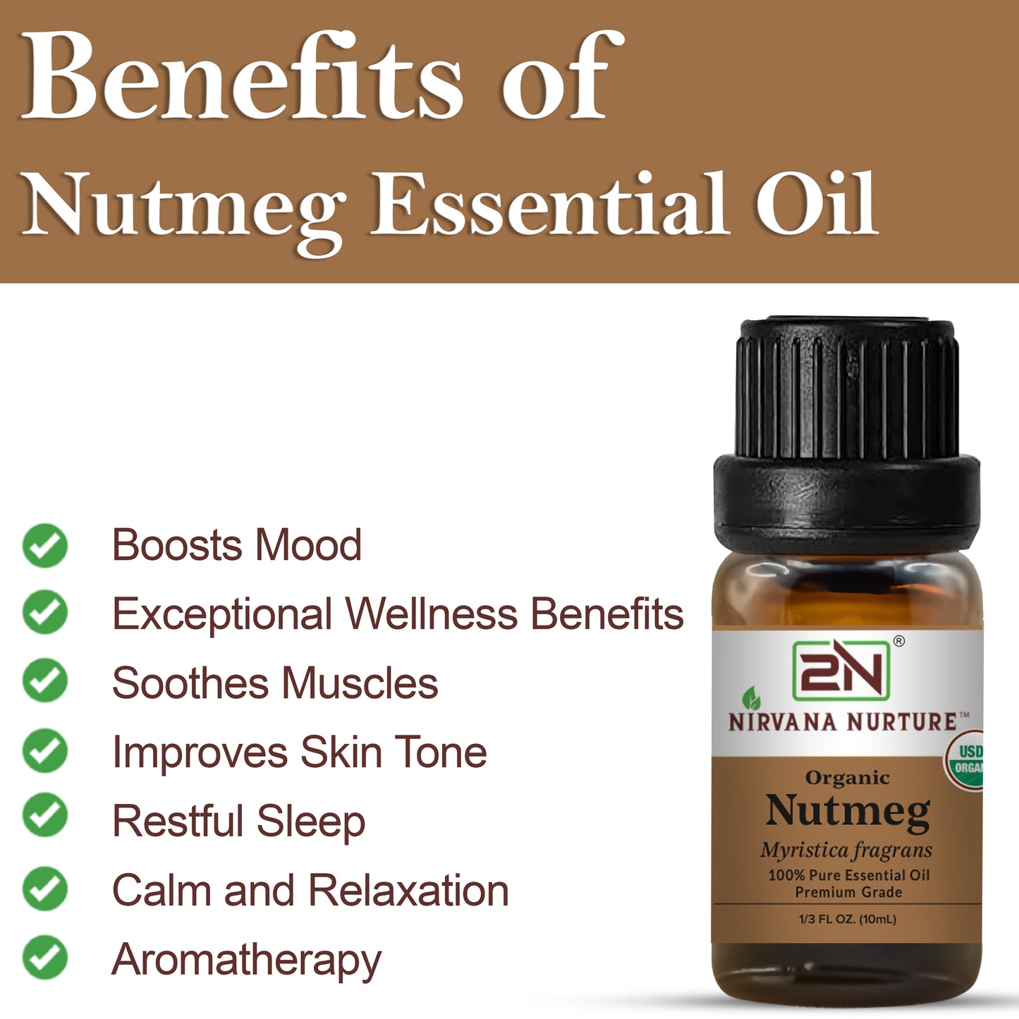 Organic Nutmeg Essential Oil – 100% Pure, Undiluted | Nirvana Nurture