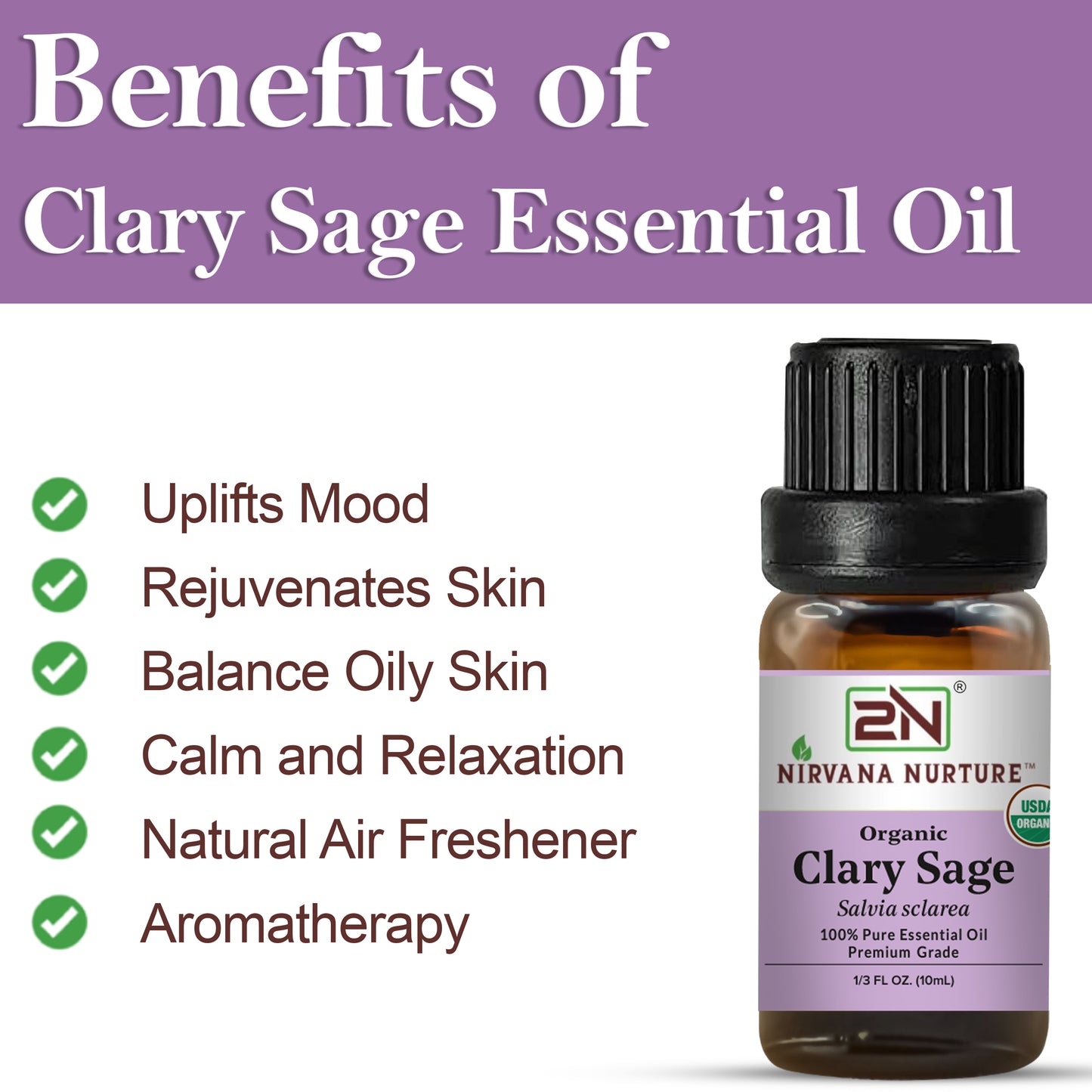 Organic Clary Sage Essential Oil – 100% Pure, Undiluted | Nirvana Nurture
