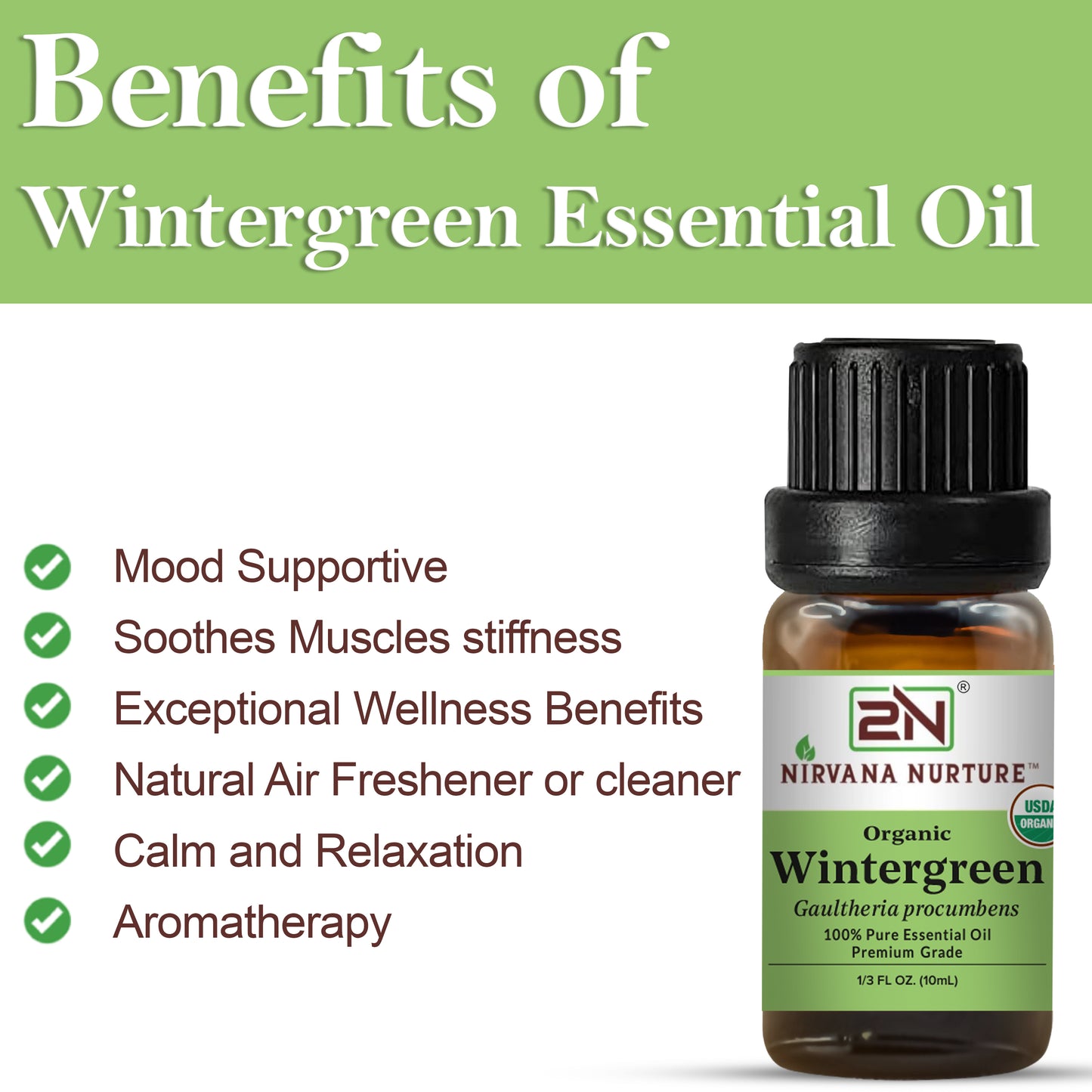 Organic Wintergreen Essential Oil – 100% Pure, Undiluted | Nirvana Nurture