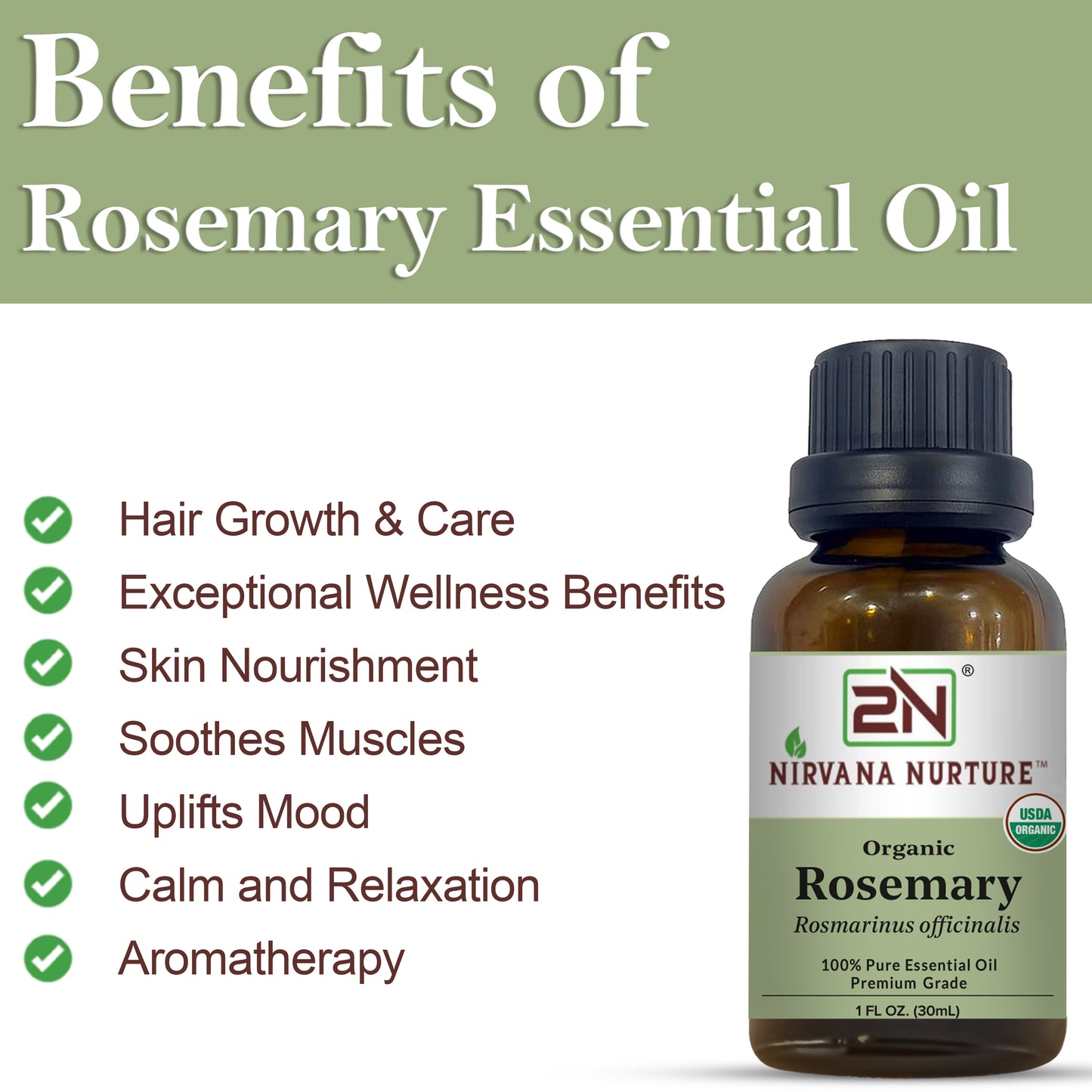 Organic Rosemary Essential Oil – 100% Pure, Undiluted, 30ml | Nirvana Nurture