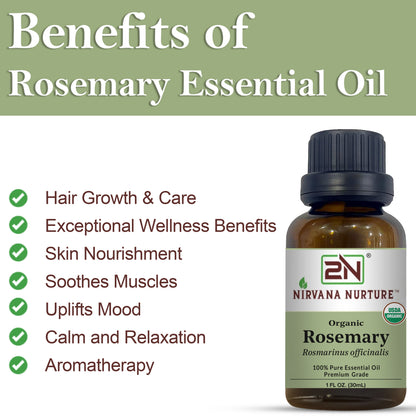 Organic Rosemary Essential Oil – 100% Pure, Undiluted, 30ml | Nirvana Nurture