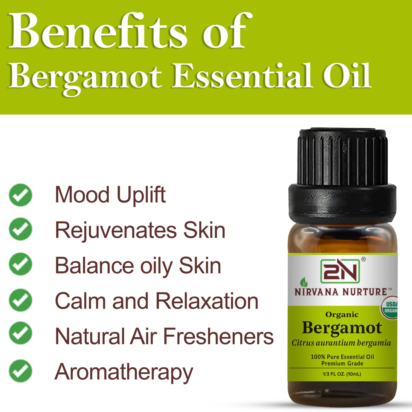 Organic Bergamot Essential Oil – 100% Pure, Undiluted | Nirvana Nurture