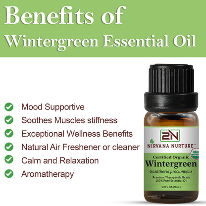 Wintergreen Essential Oil USDA Certified Organic, 100% Pure Natural Premium Grade, Undiluted