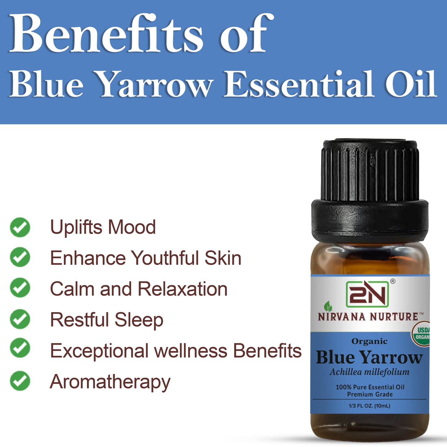 Organic Blue Yarrow Essential Oil – 100% Pure, Undiluted | Nirvana Nurture