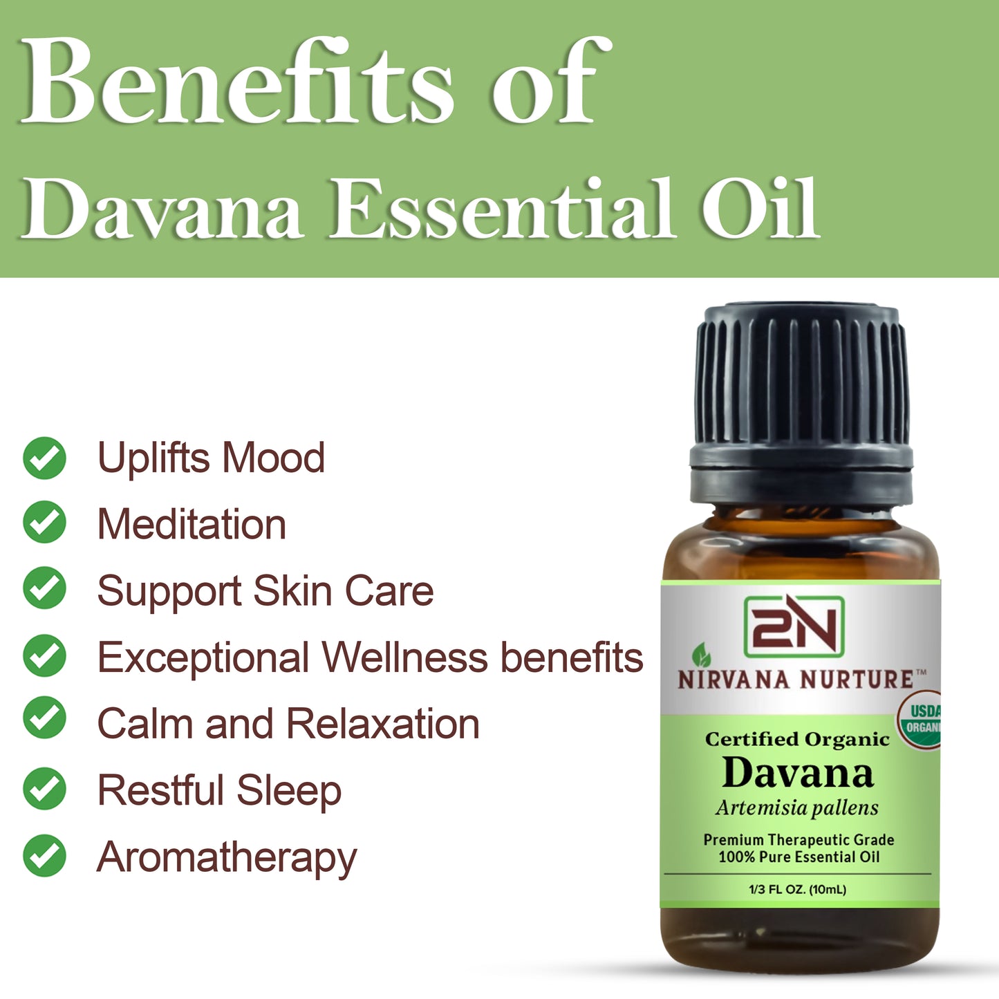 Davana Essential Oil USDA Certified Organic, 100% Pure Natural Premium Grade, Undiluted