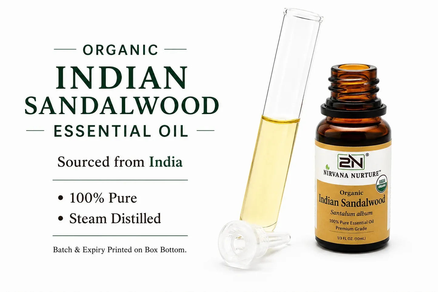 Organic Indian Sandalwood Essential Oil – 100% Pure, Undiluted | Nirvana Nurture