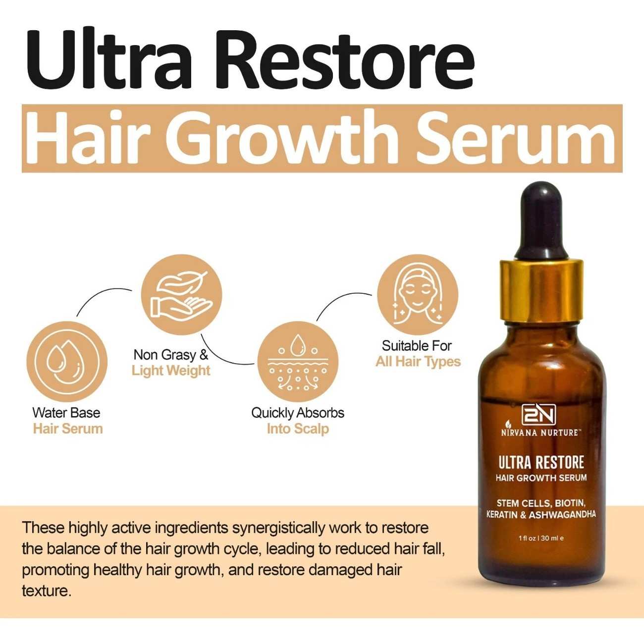 Ultra Restore Hair Growth Serum, DHT Blocker Reduce Hair Loss