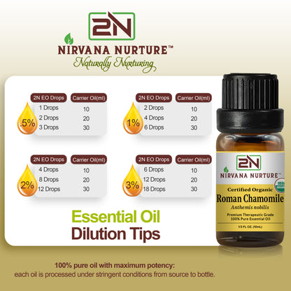 Roman Chamomile Essential Oil USDA Certified Organic, 100% Pure Natural Premium Grade, Undiluted