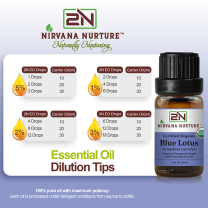 Blue Lotus Essential Oil USDA Certified Organic, 100% Pure Natural Premium Grade, Undiluted