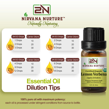 Lemon Verbena Essential Oil USDA Certified Organic, 100% Pure Natural Premium Grade, Undiluted